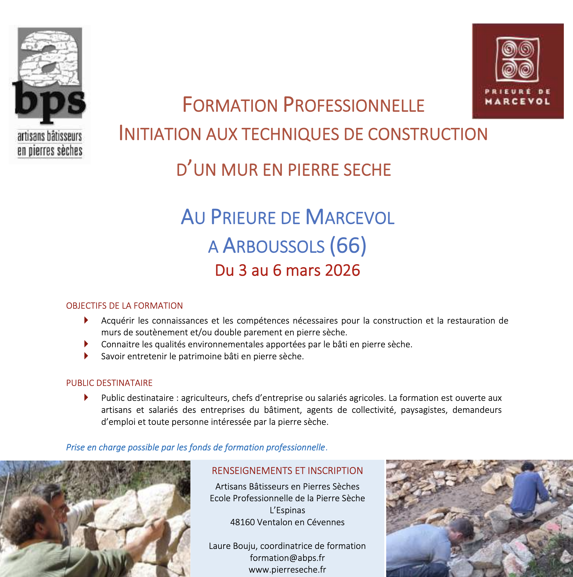 Affiche INITIATION PIERRE SECHE MARCEVOL