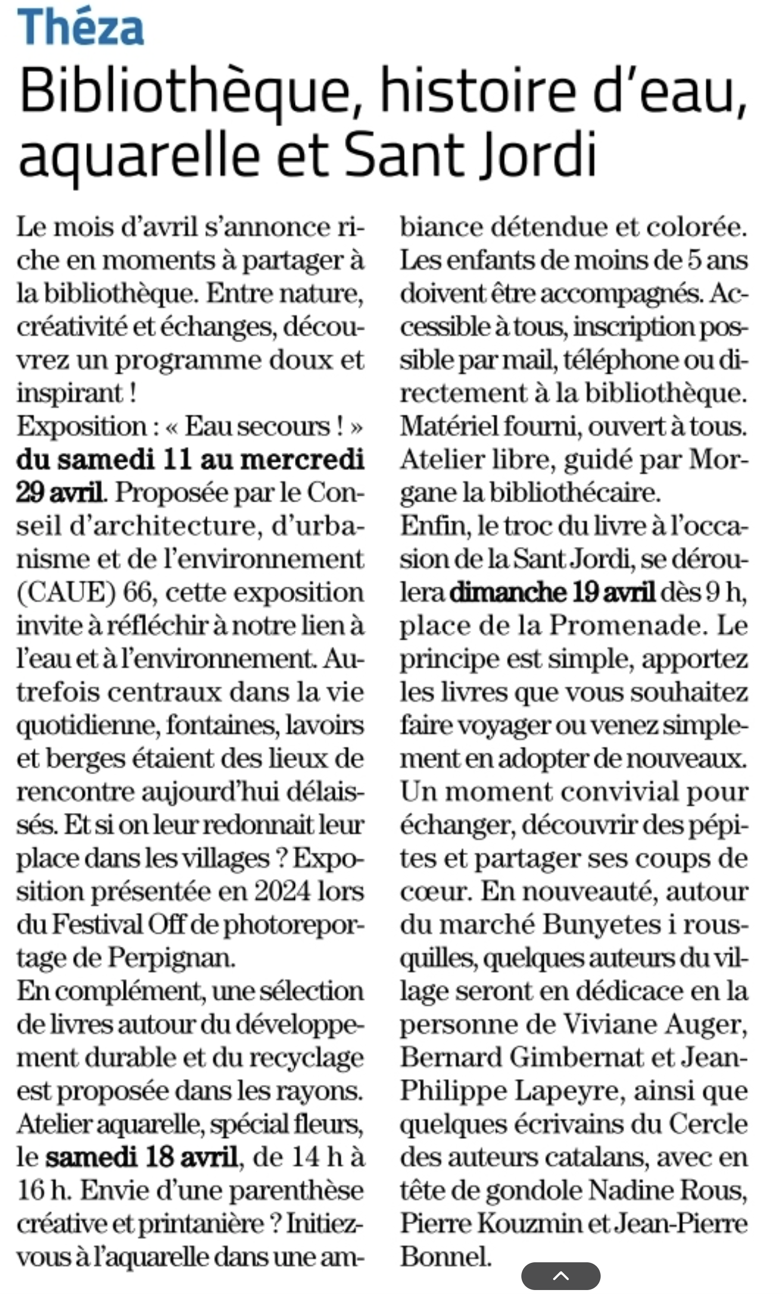 2026 04 11 INDEPENDANT Expo Eau secours Theza p12
